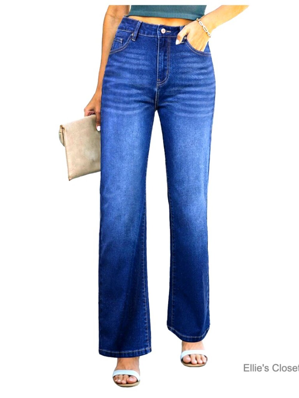 Wide Leg Jeans High Waisted Straight Denim Pants with Pockets